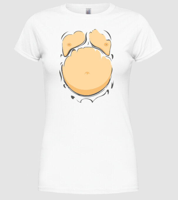 Burtă de bere model alb pe tricou