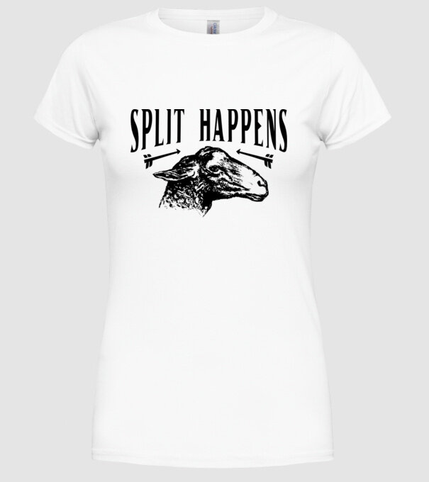 Split happens model alb pe tricou