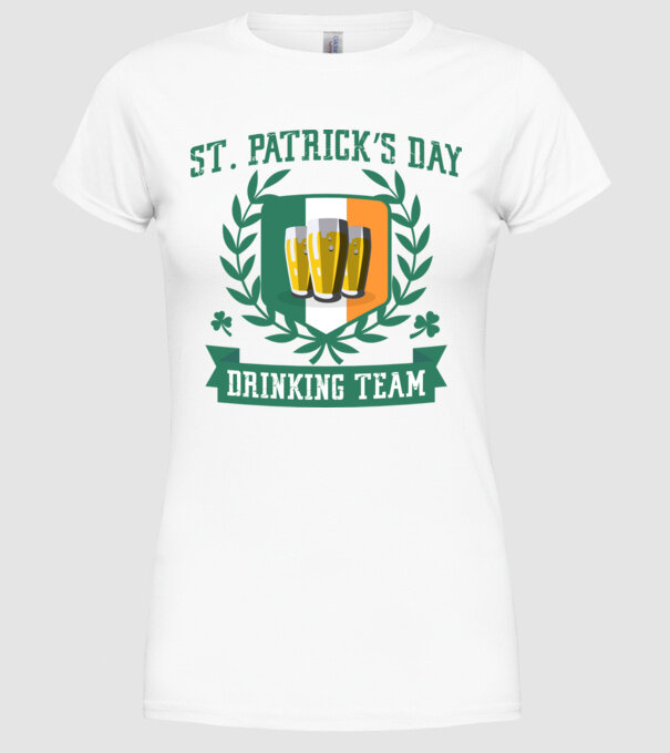 St Patrick Drinking team model alb pe tricou