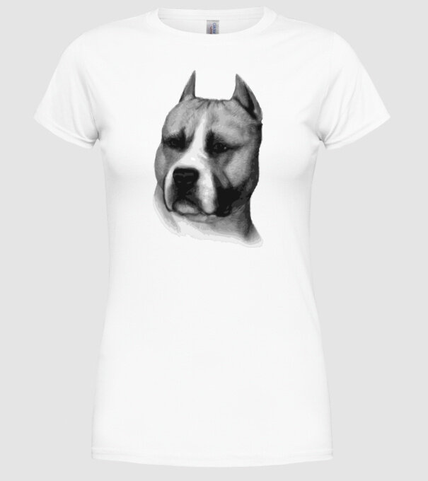 Staffordshire Terrier model alb pe tricou