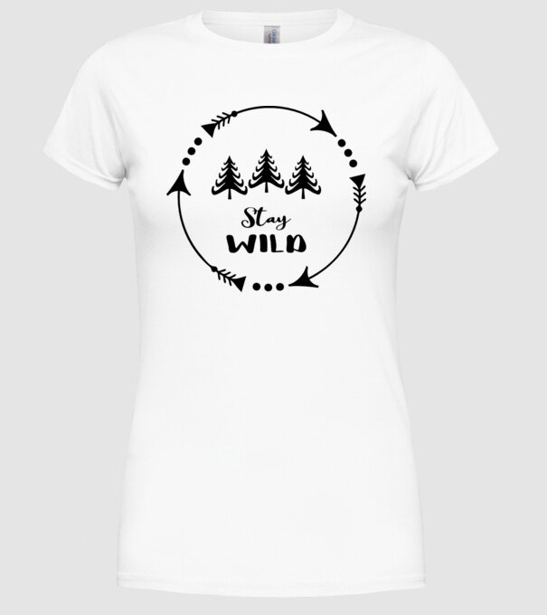 Stay wild arrows circle model alb pe tricou