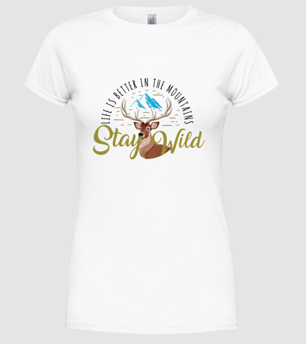 Stay wild Cerb model alb pe tricou
