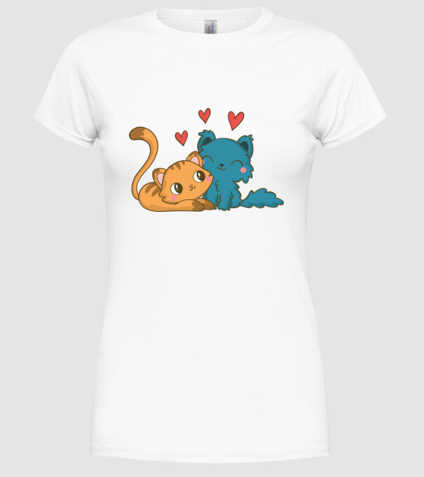PISICUȚE ÎNDRĂGOSTITE 1 model alb pe tricou