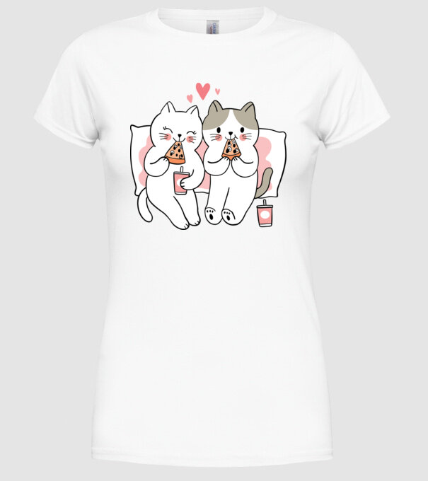 PISICUȚE ÎNDRĂGOSTITE 6 model alb pe tricou