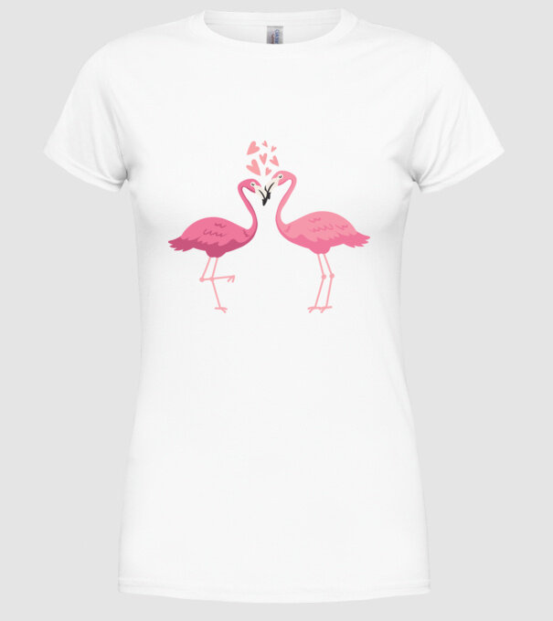 FLAMINGO ÎNDRĂGOSTIȚI model alb pe tricou