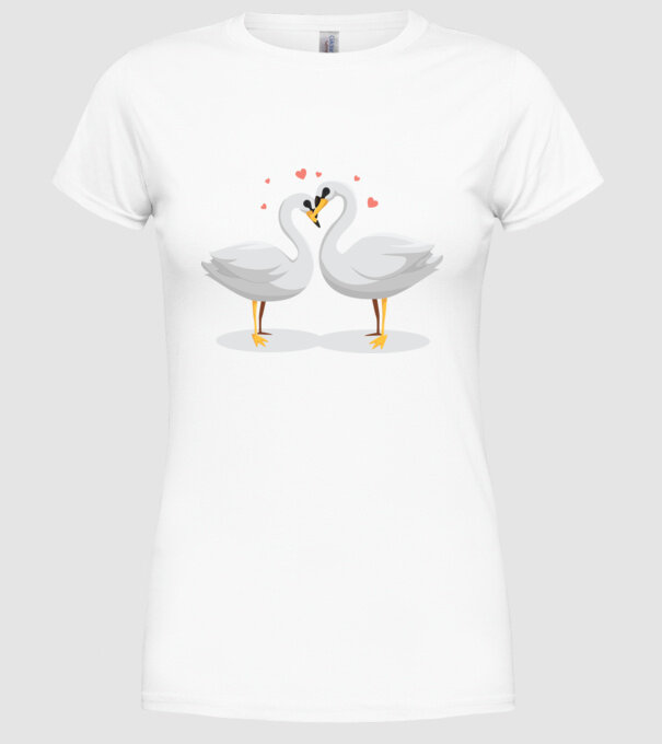 LEBEDE ÎNDRĂGOSTITE model alb pe tricou