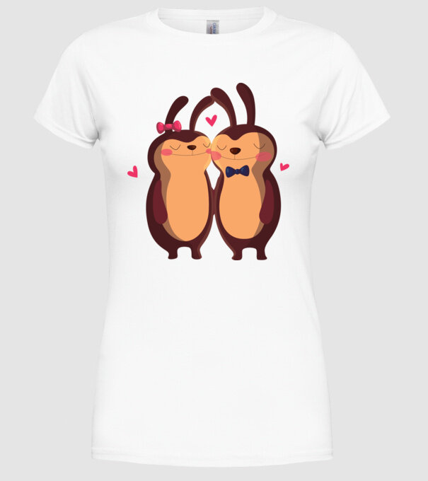 IEPURAȘI ÎNDRĂGOSTIȚI model alb pe tricou