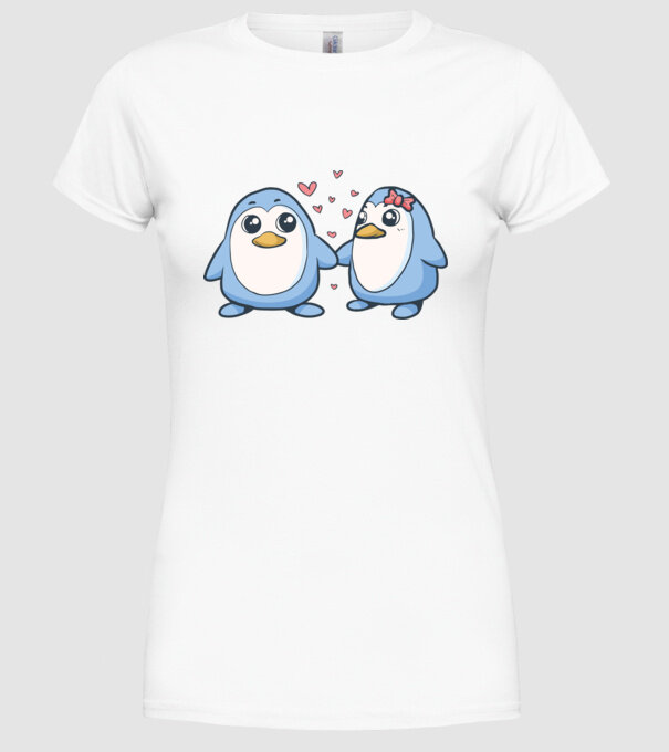 PINGUIN ÎNDRĂGOSTIT 2 model alb pe tricou