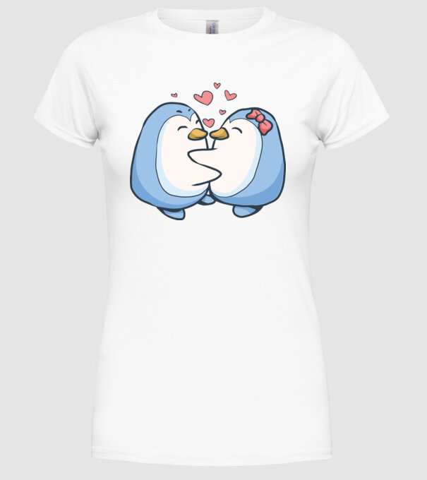 PINGUIN ÎNDRĂGOSTIT 3 model alb pe tricou