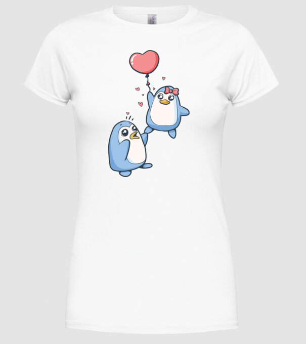 PINGUIN ÎNDRĂGOSTIT 4 model alb pe tricou