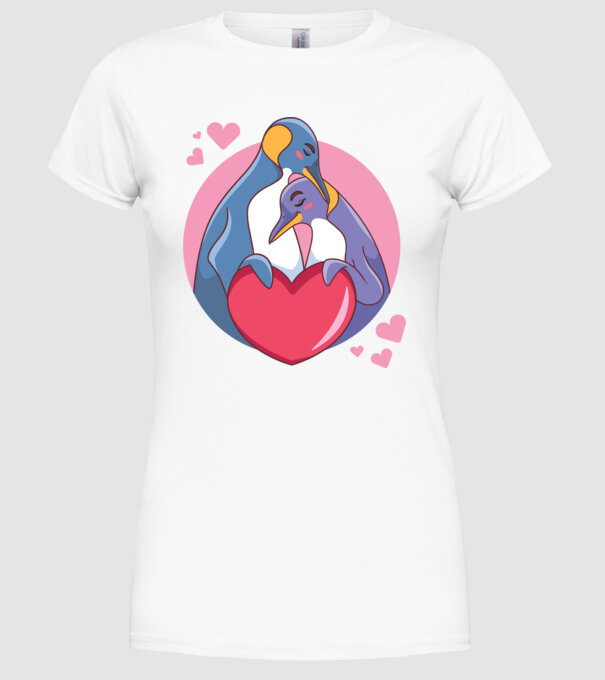 PINGUIN ÎNDRĂGOSTIT 5 model alb pe tricou