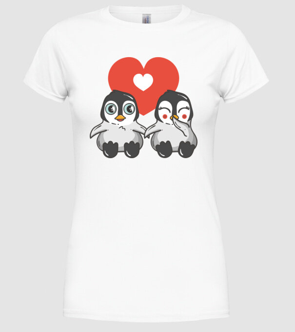 PINGUINI ÎNDRĂGOSTIȚI 7 model alb pe tricou