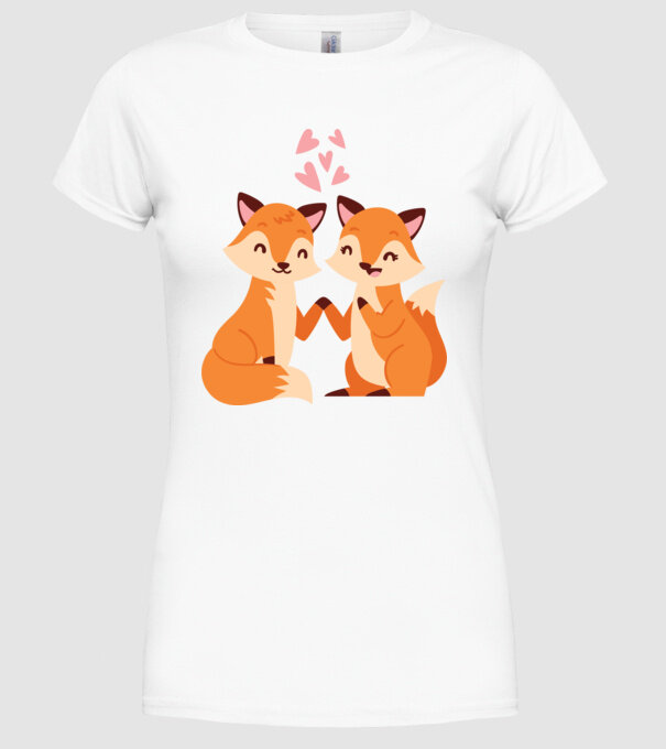 VULPI ÎNDRĂGOSTITE model alb pe tricou