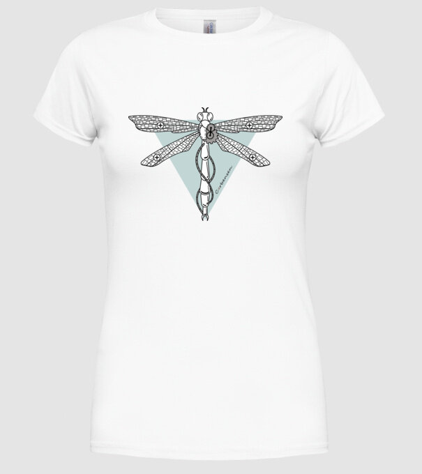 Libelulă model alb pe tricou