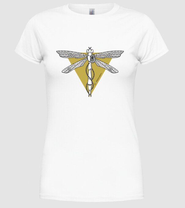 Libelulă model alb pe tricou