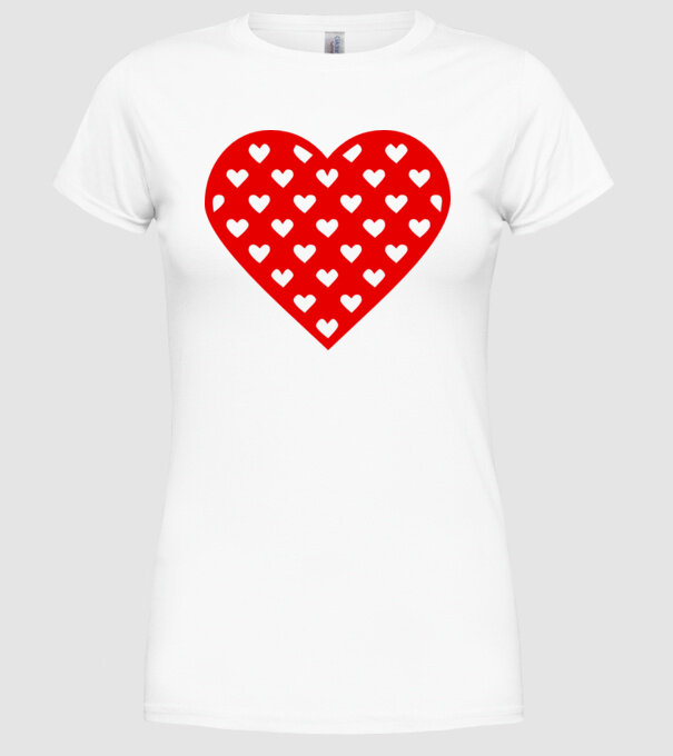 Inimă în inimă model alb pe tricou