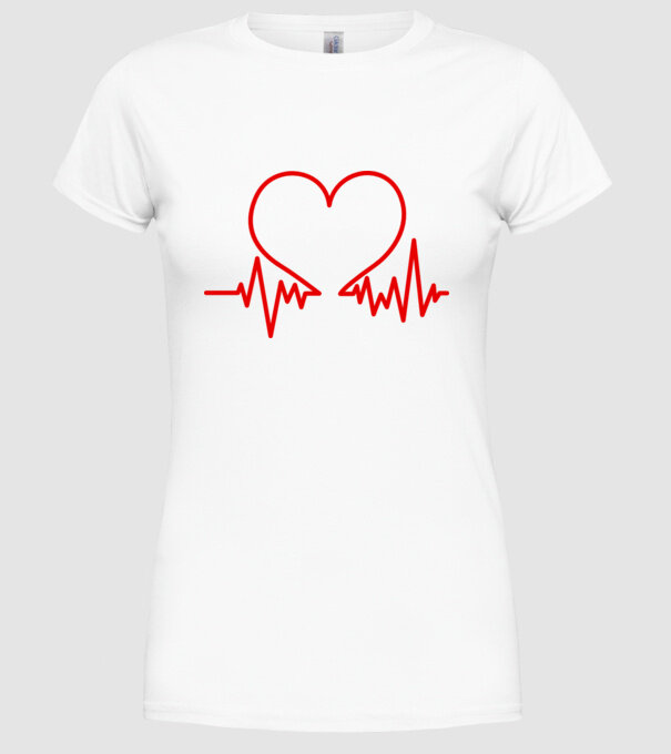 ECG inimă model alb pe tricou