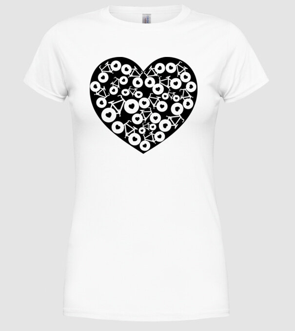 Inima bicicleta model alb pe tricou