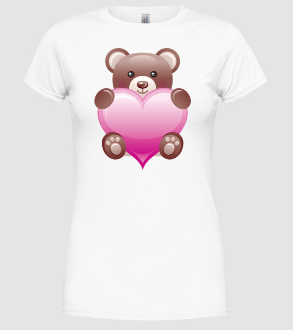 Ursuleț inimos model alb pe tricou
