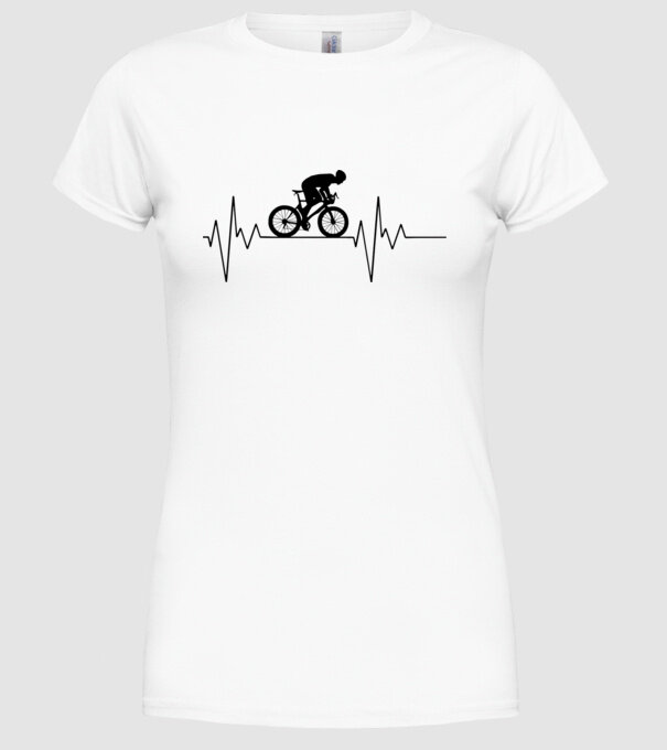 Biker Heartbeat model alb pe tricou