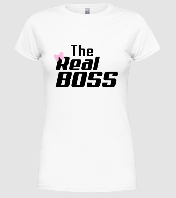 The real boss model alb pe tricou