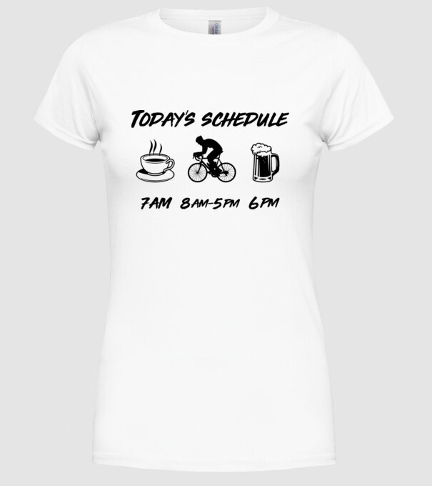 Todays schedule model alb pe tricou