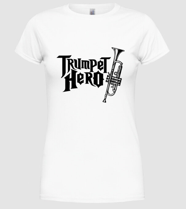 Trumpet Hero model alb pe tricou