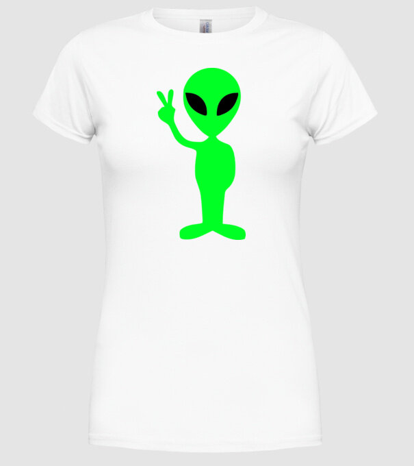 UFO Alien model alb pe tricou