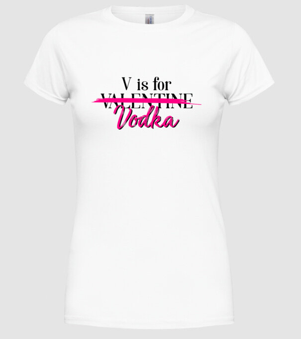 V for Vodka model alb pe tricou