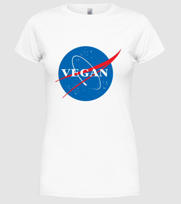 vegan nasa model alb pe tricou