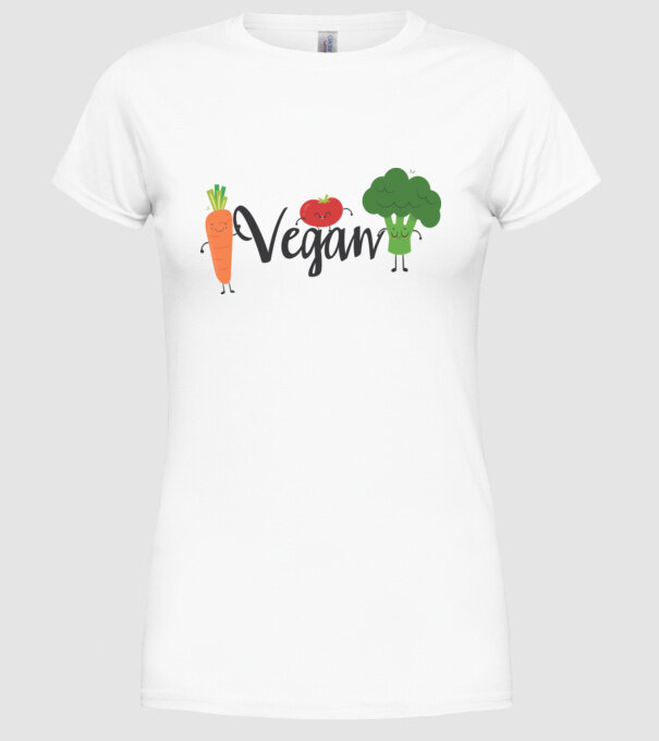 Vegan veggies model alb pe tricou