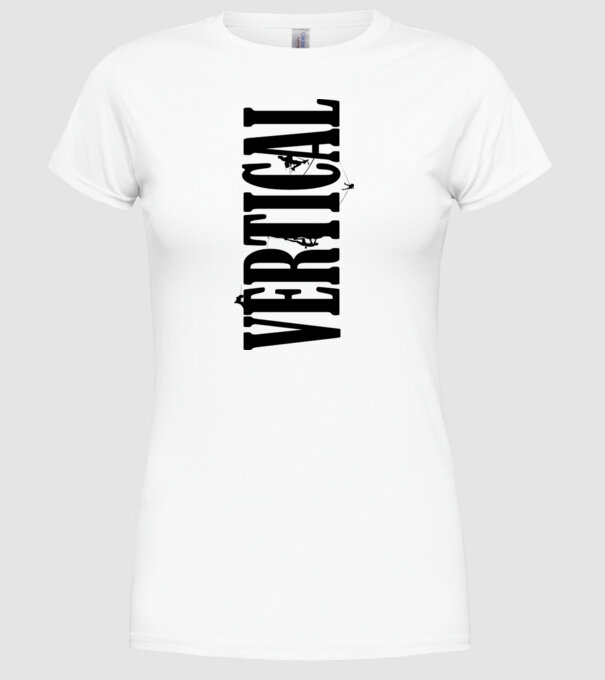 Vertical model alb pe tricou