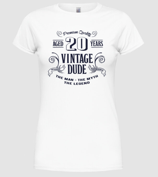 Vintage Dude - 20 model alb pe tricou