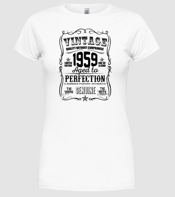 Vintage perfection 1959 model alb pe tricou