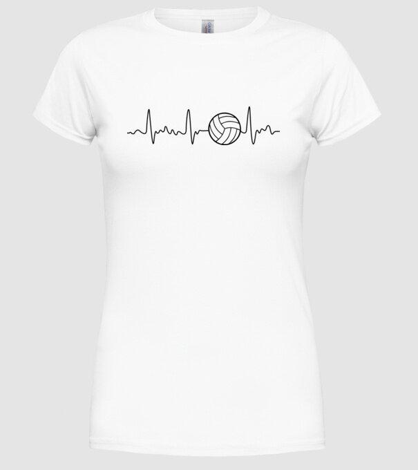 Volleyball heartbeat model alb pe tricou