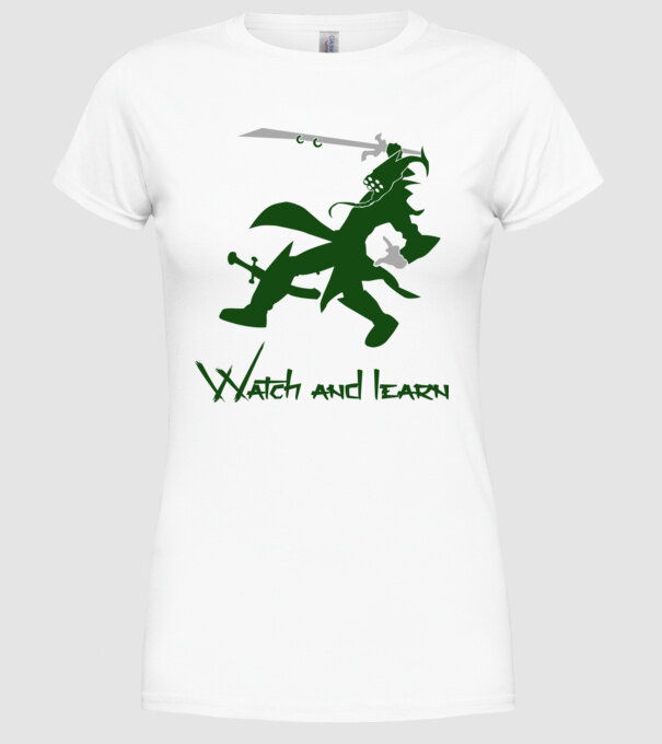 Watch and learn model alb pe tricou