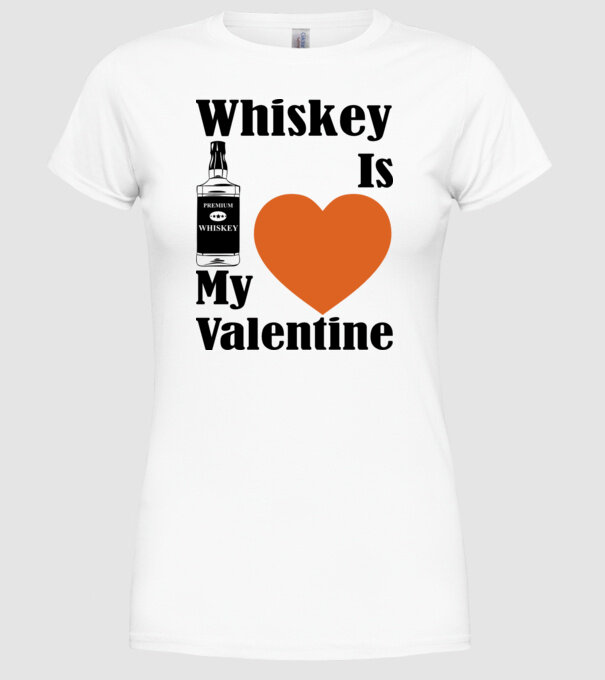 Whiskey Valentine model alb pe tricou