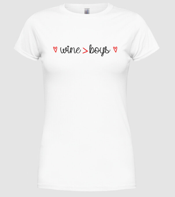 Wine and boys model alb pe tricou