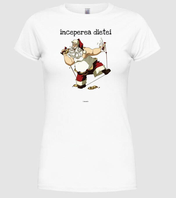 începerea dietei - 1 ianuarie model alb pe tricou