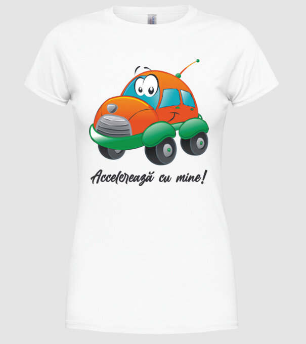 accelerează cu mine model alb pe tricou