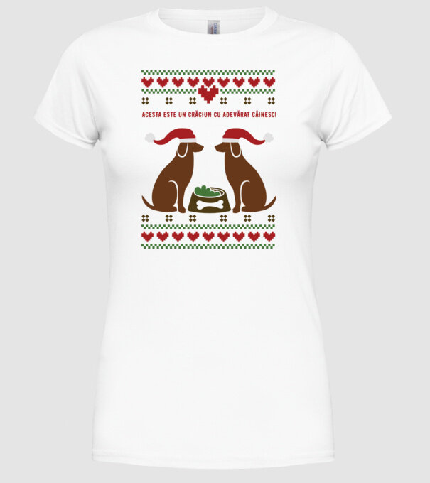 acesta este un Crăciun cu adevărat câinesc! model alb pe tricou