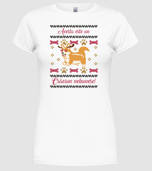 acesta este un Crăciun nebunesc model alb pe tricou