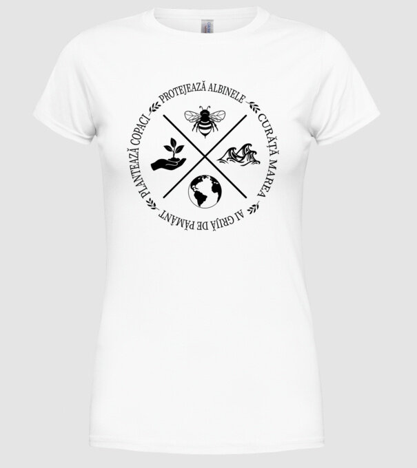 Ai grijă de Pământ model alb pe tricou