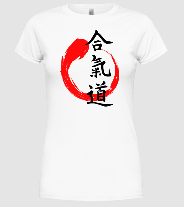 Aikido model alb pe tricou