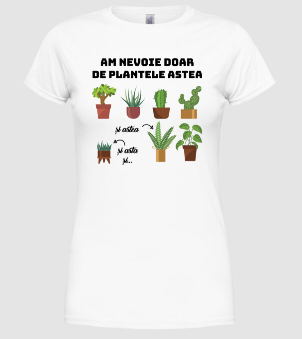 am nevoie doar de plantele astea model alb pe tricou