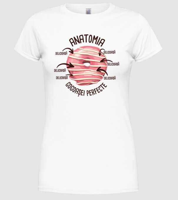 anatomia gogoașei perfecte: delicioasă model alb pe tricou