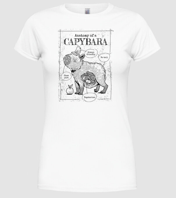 Anatomy of a Capybara model alb pe tricou