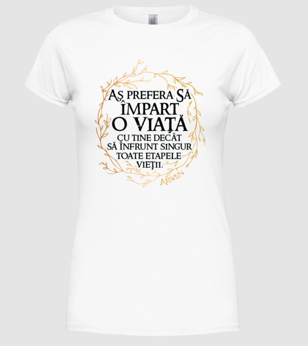 Arwen model alb pe tricou