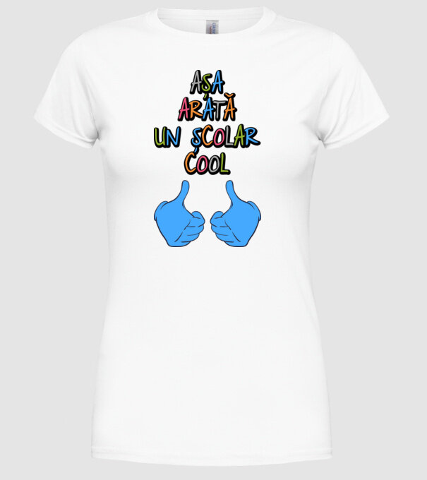 așa arată un școlar cool model alb pe tricou