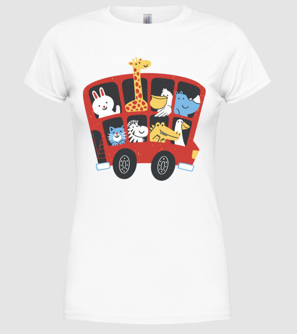 Autobuze model alb pe tricou